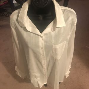 Large white striped blouse